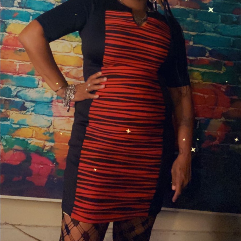 Red and black dress